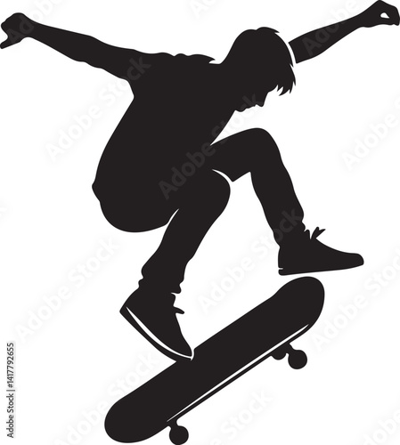 silhouette of a skateboarder jumping