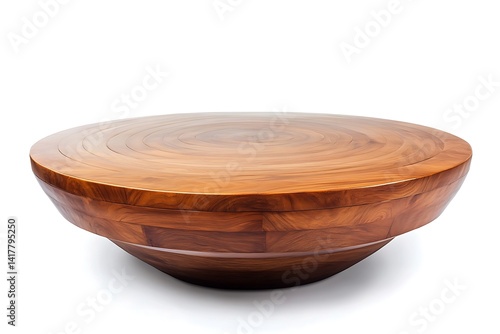Round wooden coffee table isolated on white
