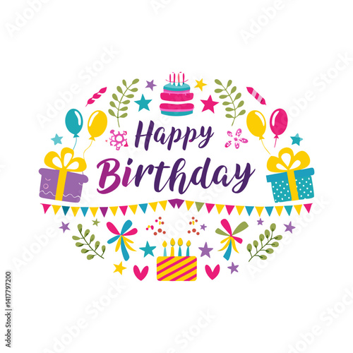 Cappy birthday card with a floral Colorful floral birthday greeting Birthday card with flowers