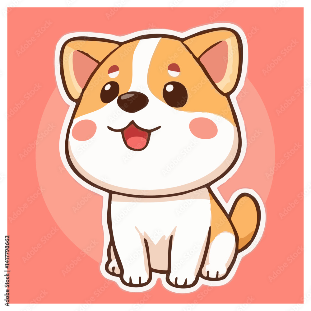 Fototapeta premium a cute lovely dog cartoon illustration with heart and love