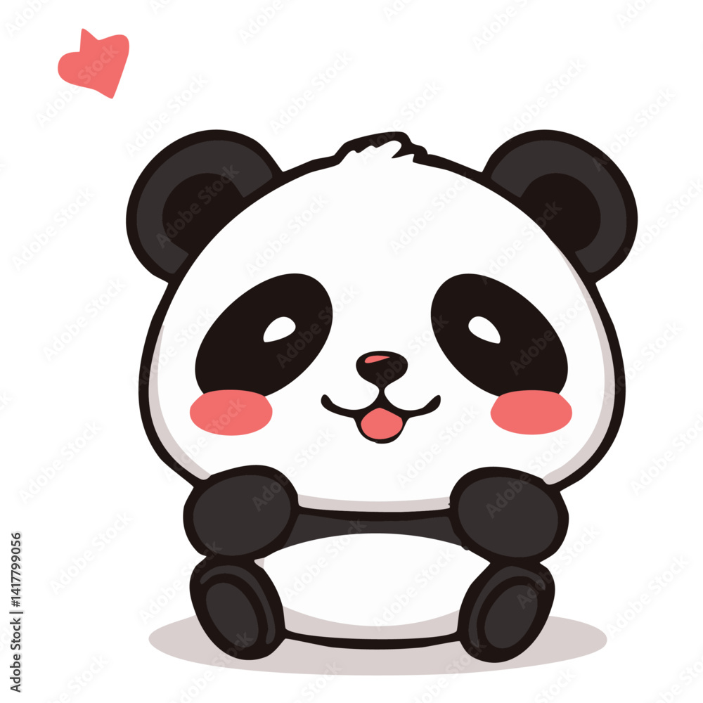 Fototapeta premium a cute lovely panda cartoon illustration with heart and love