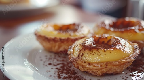 Wallpaper Mural Pastel de nata with cinnamon sprinkled on top, Portuguese cafe, natural light, close-up Torontodigital.ca