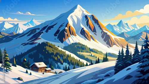 Mountain covered in snow during sunny day, Lechtal Alps, Tyrol, Austria