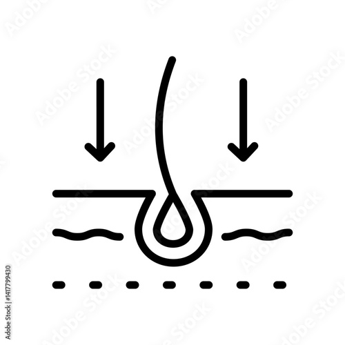 Hair care line icon, loss treatment, moisturizing and applying creatine, healthy roots, serum for follicle, using dry shampoo. Outline vector icon for web design isolated on white background.