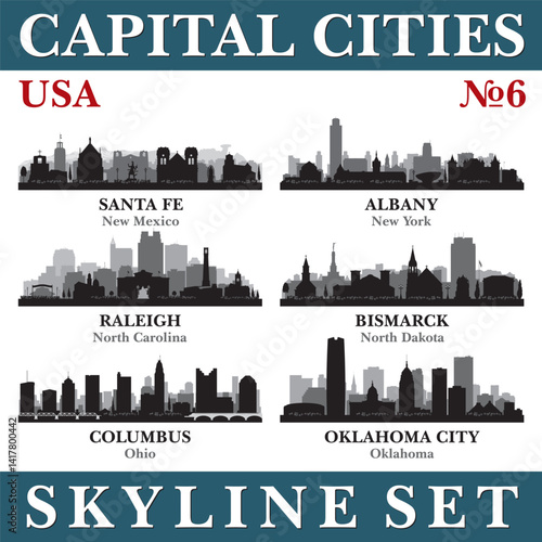 Capital cities skyline set. USA. Part 6