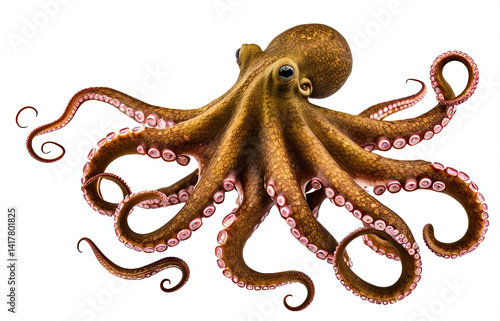 Octopus isolated on white background, 