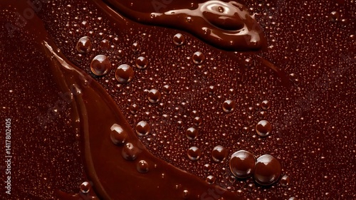 Texture of melted dark chocolate with air pores
