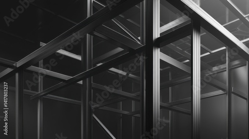 Dark black architectural framework strong-1 - structure metallic shadows lines