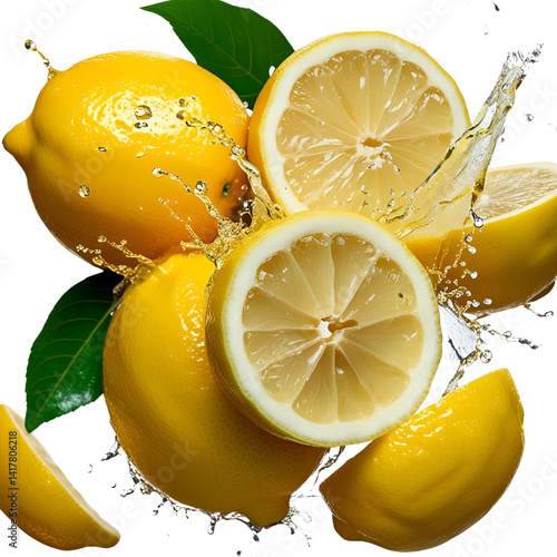 lemon and lime isolated on transparan background