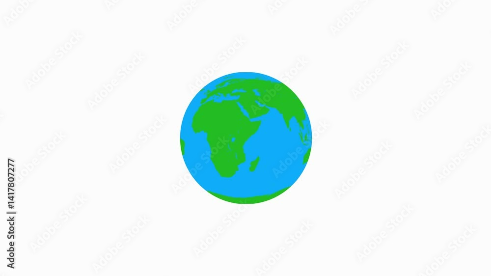Animation of rotating plane earth illustration with white background. Cartoon world revolves around itself the movement of the globe helps learning science. Animation of rotating plane earth illustration with white background. Cartoon world revolves around itself the movement of the globe helps learning science.