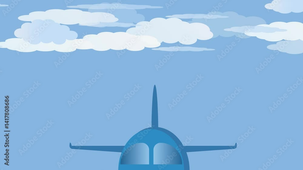 Clean and minimalistic 2D animation of an airplane gliding through the clouds. A smooth and relaxing visual, perfect for branding, corporate videos, and travel related content. Clean and minimalistic 2D animation of an airplane gliding through the clouds. A smooth and relaxing visual, perfect for branding, corporate videos, and travel related content.