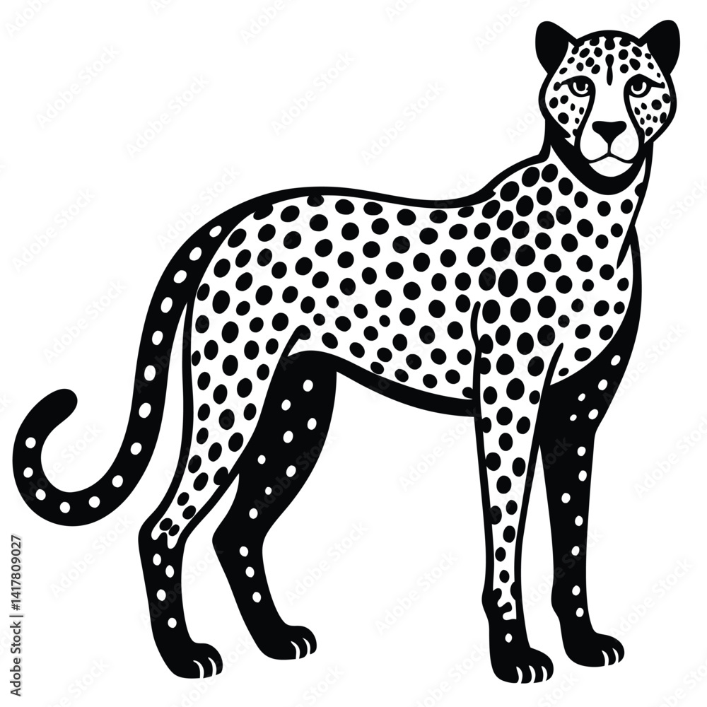 Standing cheetah silhouette vector flat illustration design. Standing cheetah silhouette vector flat illustration design.