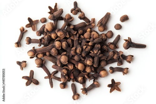 Wallpaper Mural Aromatic whole cloves spice a rich brown hue scattered on a bright white background Torontodigital.ca