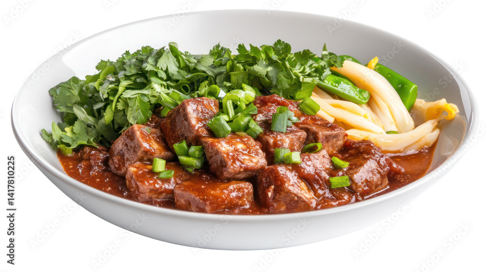 Delicious Beef Stew with Noodles, Cilantro, and Green Onions Delicious Beef Stew with Noodles, Cilantro, and Green Onions