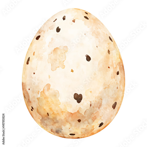 Speckled Quail Egg Isolated Hand Drawn Watercolor Painting Illustration Food Art Design