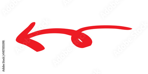 手書きのくるくる矢印 左 ベクター 赤