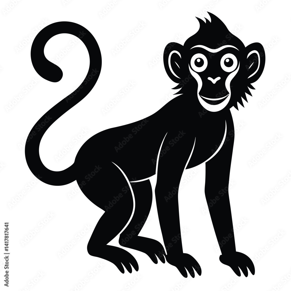 Obraz premium black and white illustration of a monkey
