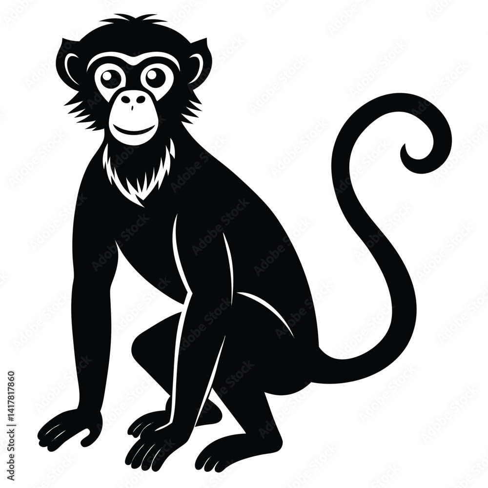 Obraz premium black and white illustration of a monkey