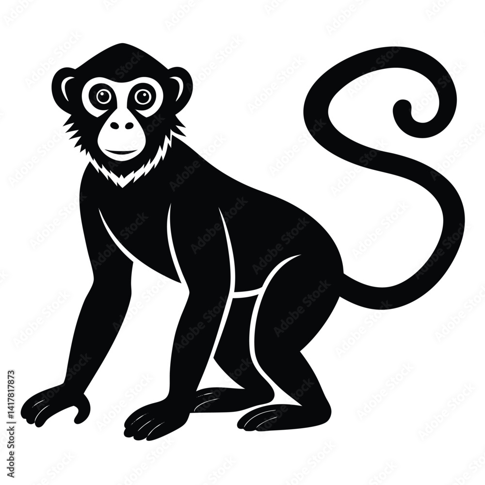Fototapeta premium black and white illustration of a monkey