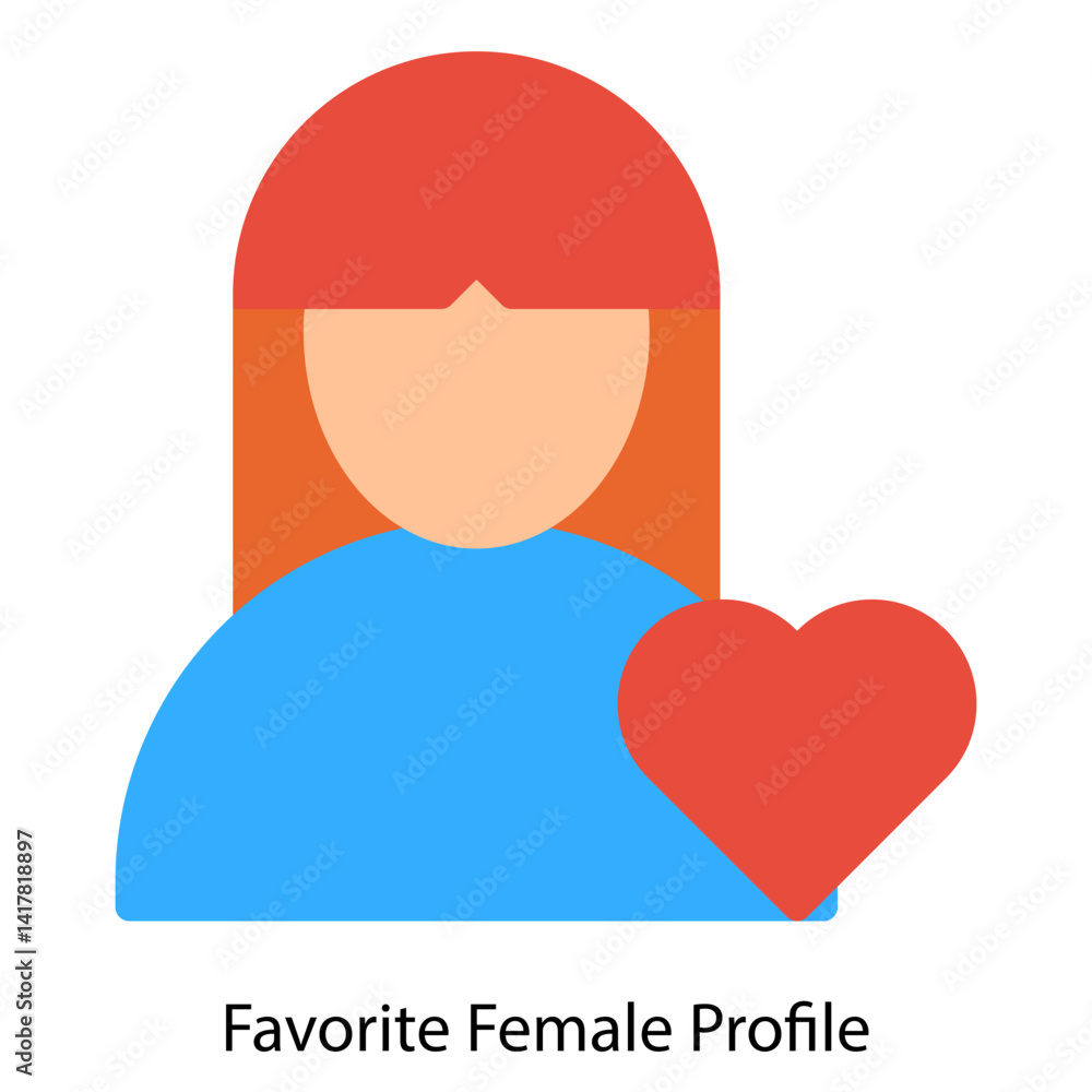 Favorite Female Profile single vector illustration icon Favorite Female Profile single vector illustration icon