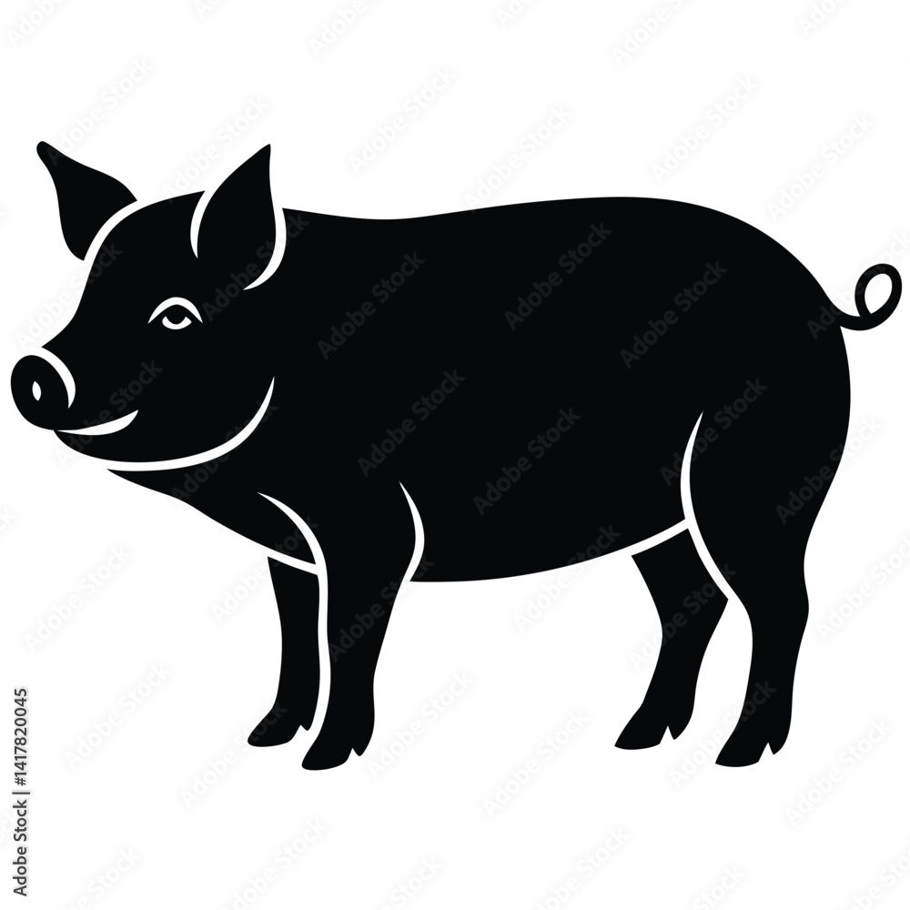 Fototapeta premium A pig silhouette vector design
