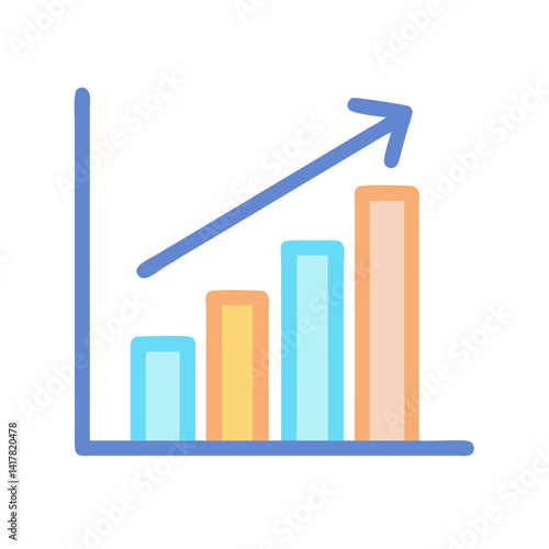 Graph with Growth Bars and Upward Arrow Icon Design