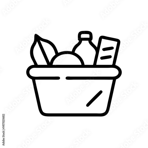 Grocery Basket with Food Items Icon Design