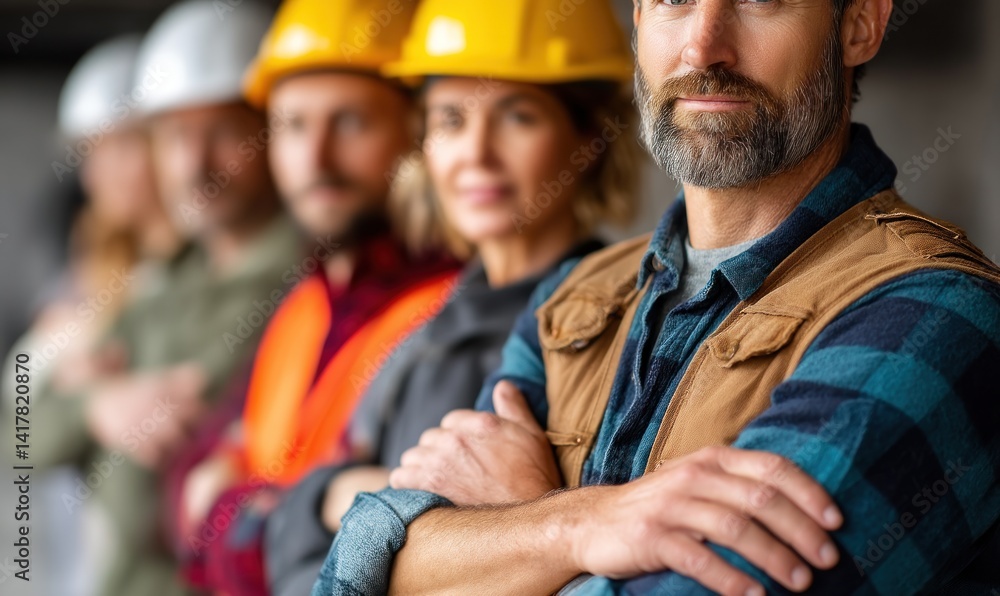 Obraz premium Construction team, focused and ready