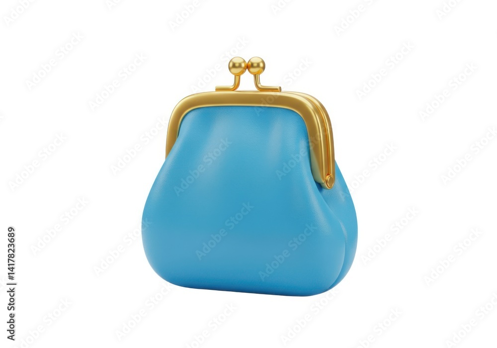 Obraz premium Blue coin purse image for finance and savings isolated on white background