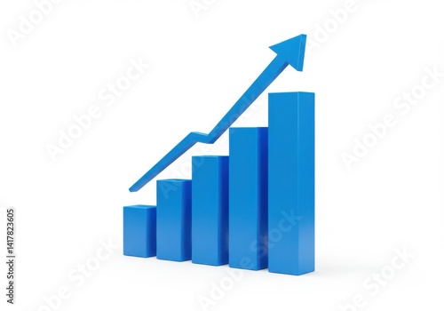 Free Download Blue bar graph with arrow indicating growth isolated on white background - GFXLoad