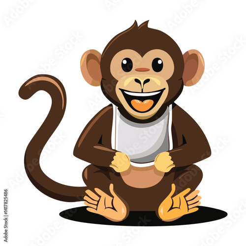 monkey waring  diaper, vector illustrator 