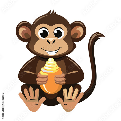 monkey waring  diaper, vector illustrator 