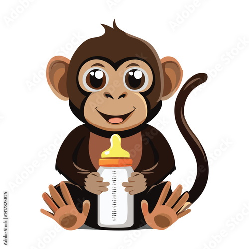 monkey waring  diaper, vector illustrator 