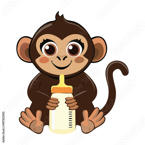 monkey waring  diaper, vector illustrator 