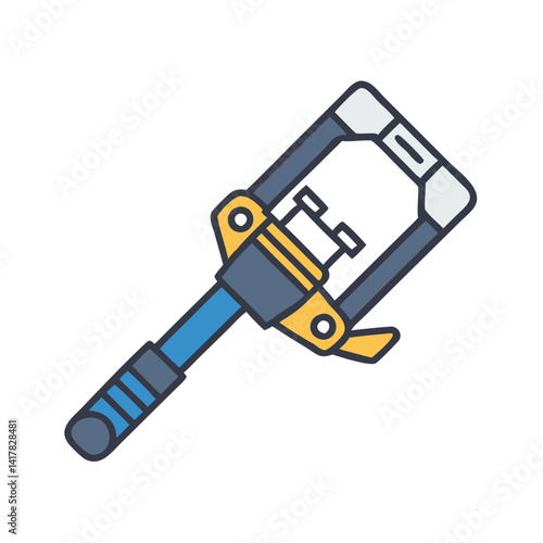 Cartoon Style Illustration of a Clamp Tool on Black