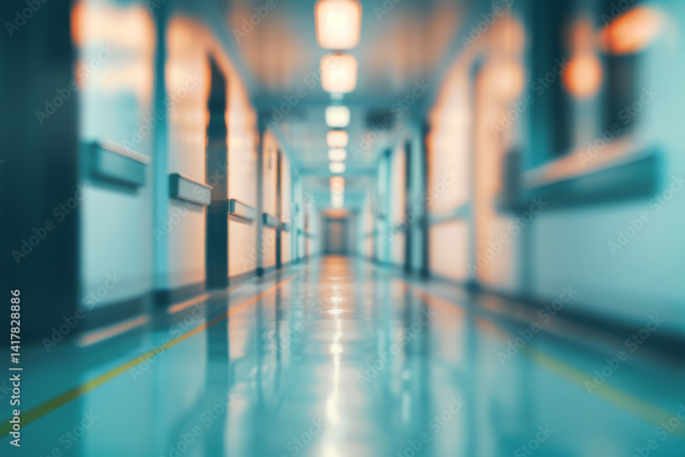 Blurred image of a hospital corridor with bright fluorescent lights. Blurred image of a hospital corridor with bright fluorescent lights.