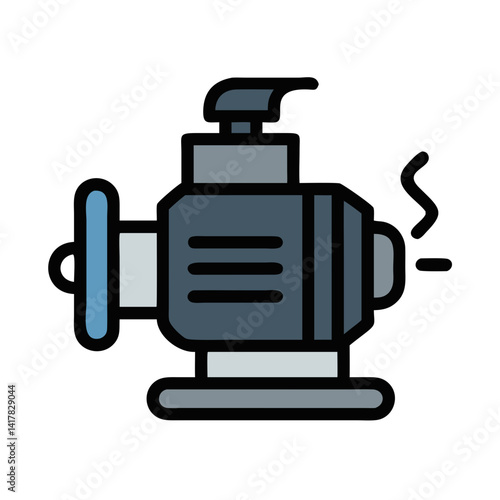 Engine Icon - Automotive Part Cartoon Illustration