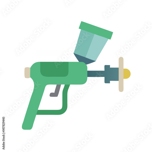 Green Paint Spray Gun Tool Vector Illustration