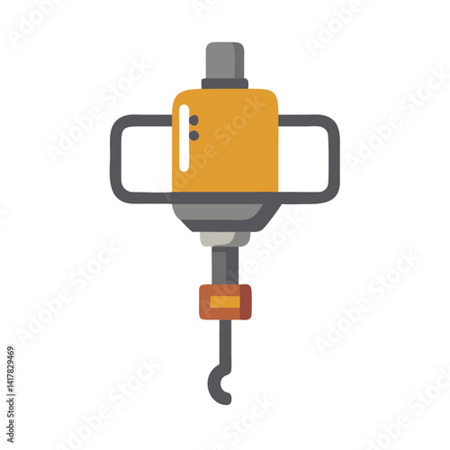 Industrial hoist illustration: equipment, construction, yellow and gray