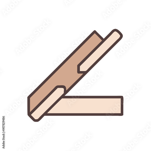 Simple Wooden Clothes Peg Icon on Black Background