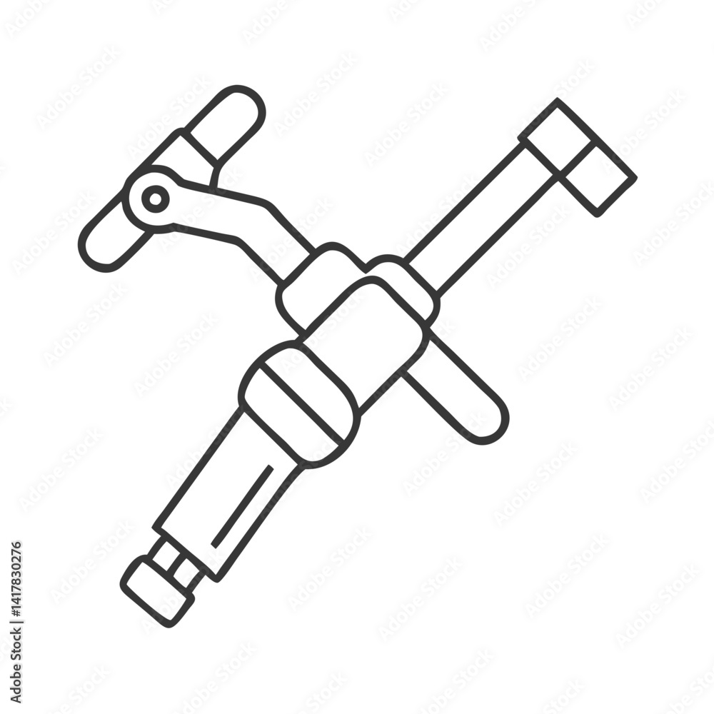 Outlined Fire Hydrant Wrench Isolated on Black Background Outlined Fire Hydrant Wrench Isolated on Black Background