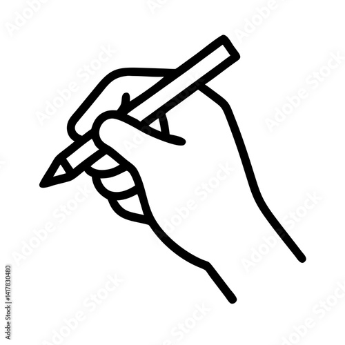 Hand Holding Pencil for Drawing Icon Design