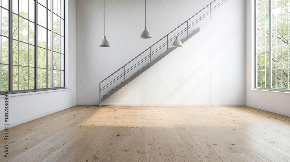 custom made wallpaper toronto digitalMinimalist loft house with industrial and Scandinavian influences, featuring light wood flooring and steelframed staircases