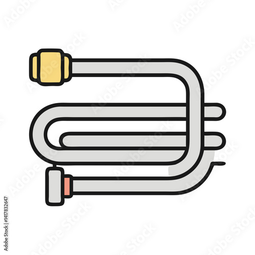 White Tubing and Connectors in Simple Isolated Illustration