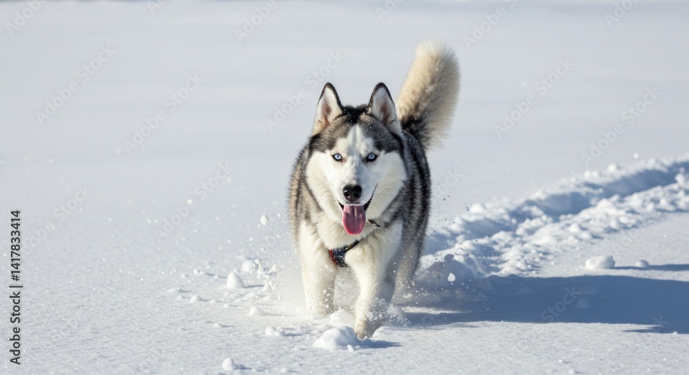 Happy Siberian Husky in Snow (Photo) Happy Siberian Husky in Snow (Photo)