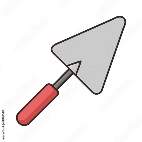 Cartoon Style Trowel on Black Background Graphic Element