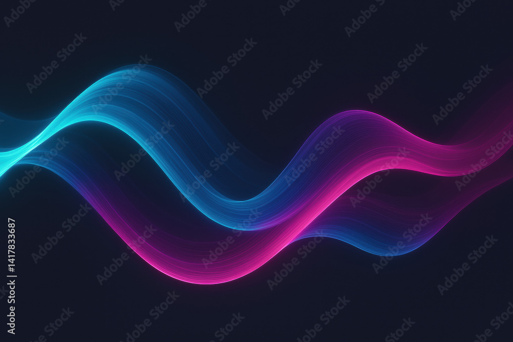 Dynamic abstract waveforms in vibrant cyan and magenta hues across a deep charcoal background symbolizing innovation and business strategy in decision-making Dynamic abstract waveforms in vibrant cyan and magenta hues across a deep charcoal background symbolizing innovation and business strategy in decision-making