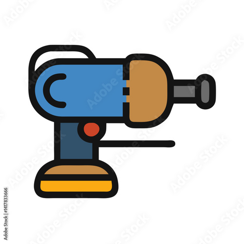 Modern Cordless Drill Icon on Black Background Illustration