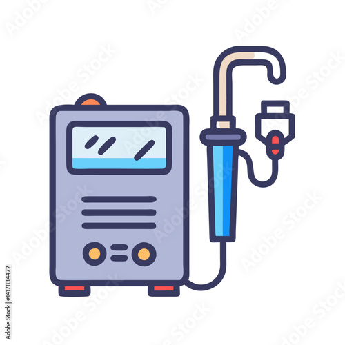 Cartoon Ultrasound Device Illustration, Medical Diagnostic Equipment on Black
