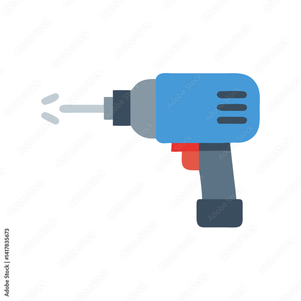 Blue Cordless Drill Power Tool Flat Vector Design Blue Cordless Drill Power Tool Flat Vector Design